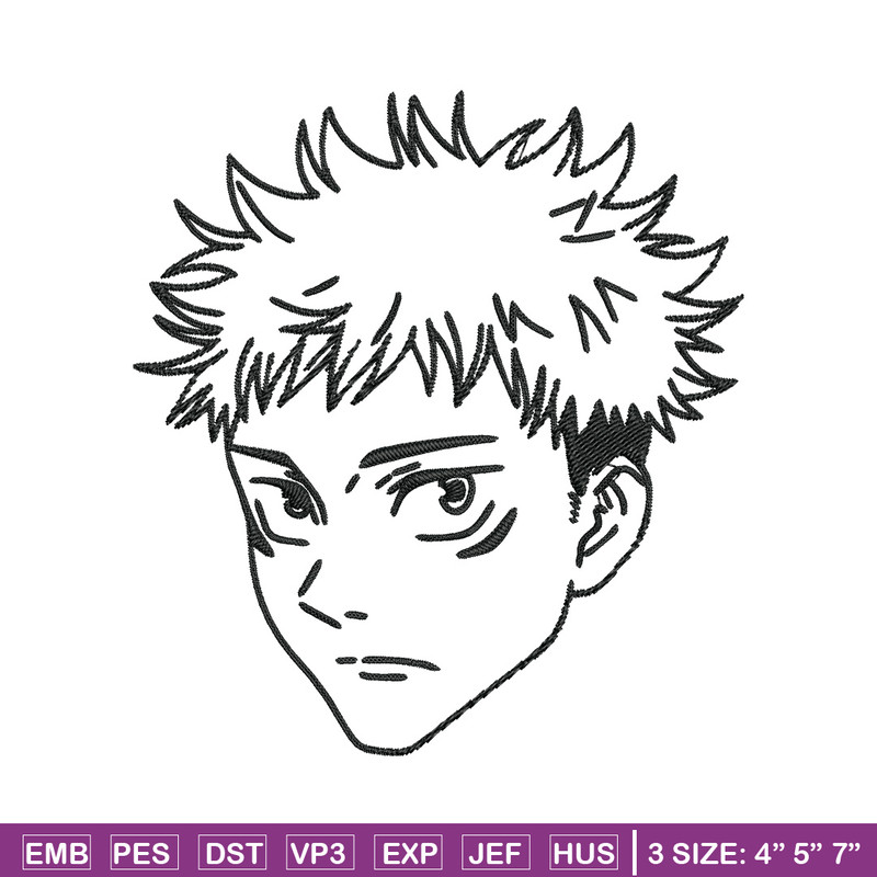 Yuji face Embroidery Design, Jujutsu Embroidery, Embroidery File,Anime Embroidery, Anime shirt, Digital download.jpg
