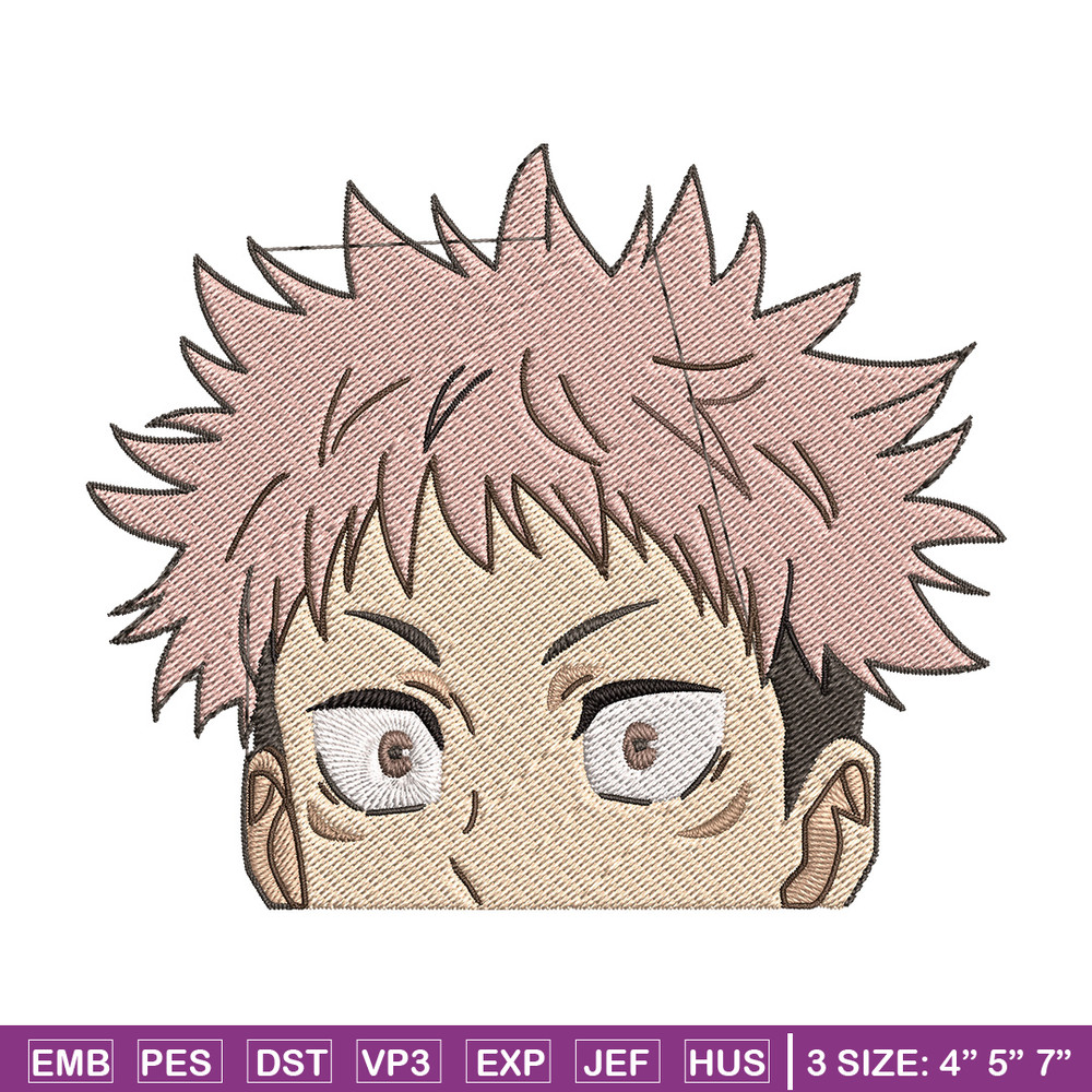 Yuji Peeker Embroidery Design, Jujutsu Embroidery, Embroidery File, Anime Embroidery, Anime shirt, Digital download..jpg