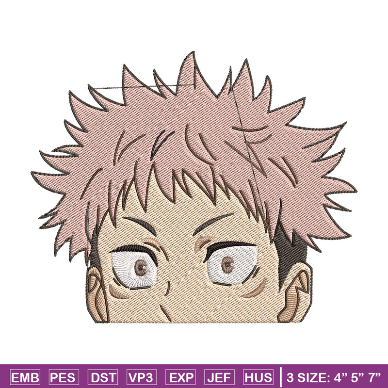 Yuji Peeker Embroidery Design, Jujutsu Embroidery, Embroidery File, Anime Embroidery, Anime shirt, Digital download..jpg