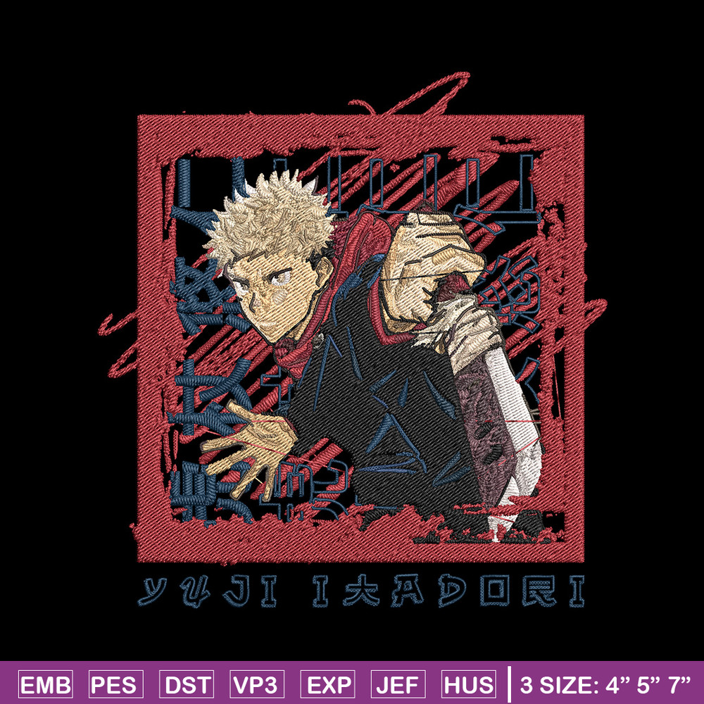 Yuji poster Embroidery Design, Jujutsu Embroidery, Embroidery File, Anime Embroidery, Anime shirt, Digital download..jpg