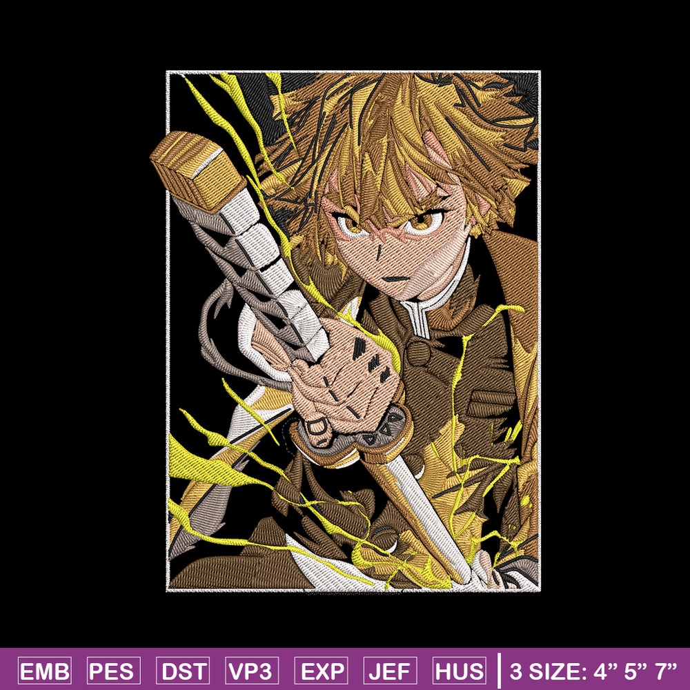 Zenitsu Poster Embroidery Design, Demon slayer Embroidery, Embroidery File, Anime Embroidery, Digital download..jpg