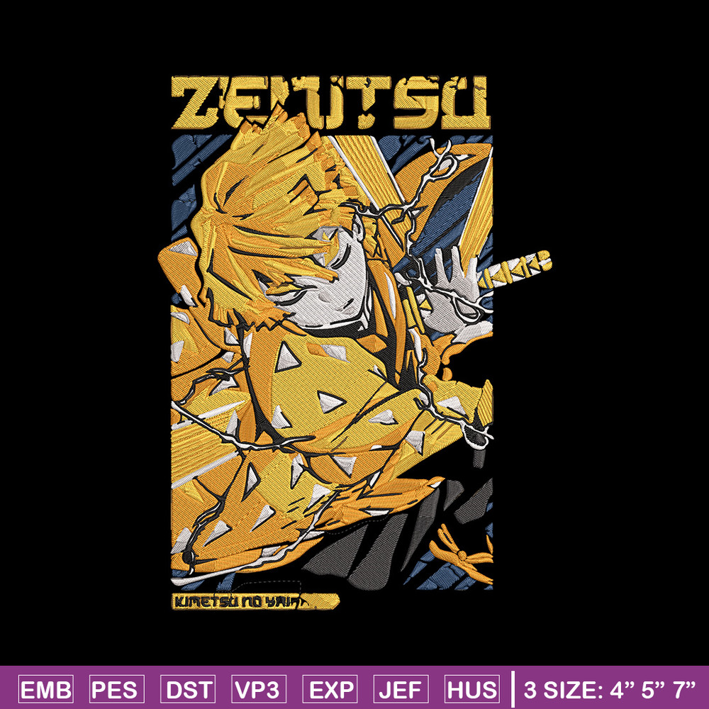 Zenitsu poster Embroidery Design, Demon slayer Embroidery, Embroidery File, Anime Embroidery, Digital download.jpg