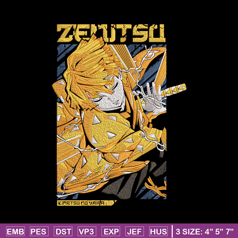 Zenitsu poster Embroidery Design, Demon slayer Embroidery, Embroidery File,Anime Embroidery,Anime shirt,Digital download.jpg