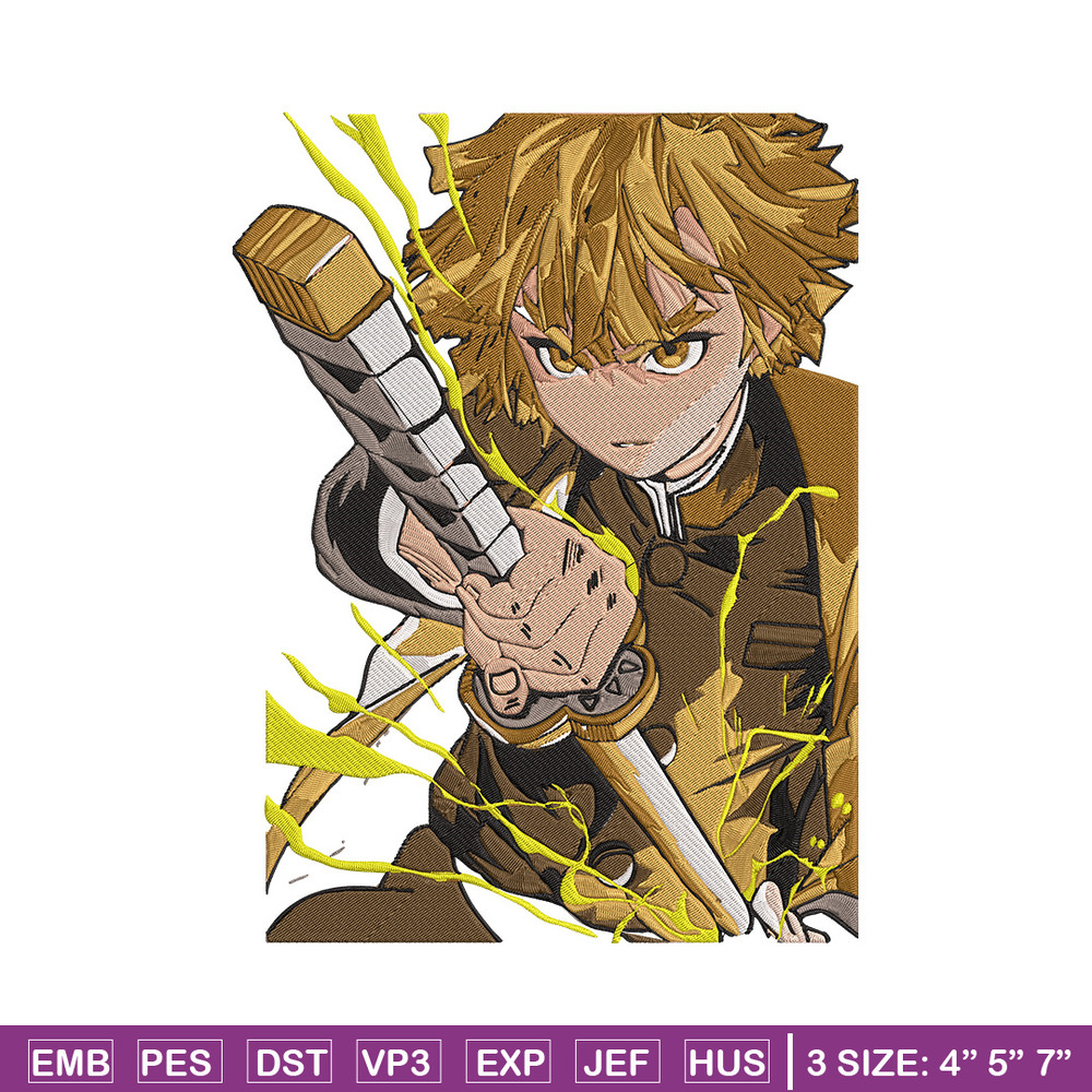 Zenitsu thunder Embroidery Design,Demon slayer Embroidery, Embroidery File,Anime Embroidery,Anime shirt,Digital download.jpg