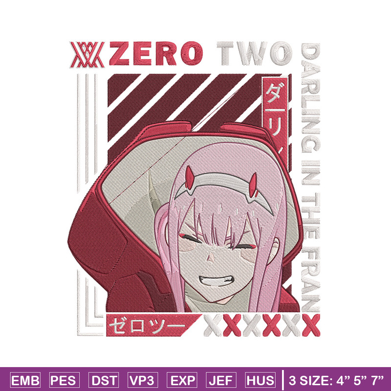 Zero two Embroidery Design, Darling in the fran Embroidery,Embroidery File,Anime Embroidery,Anime shirt,Digital download.jpg