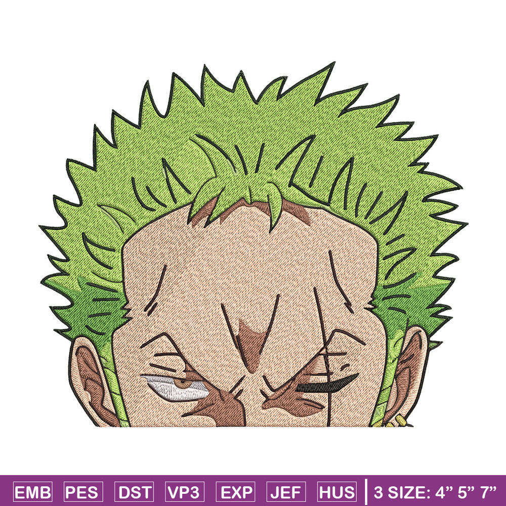 Zoro peeker Embroidery Design, One piece Embroidery, Embroidery File, Anime Embroidery,Anime shirt,Digital download.jpg