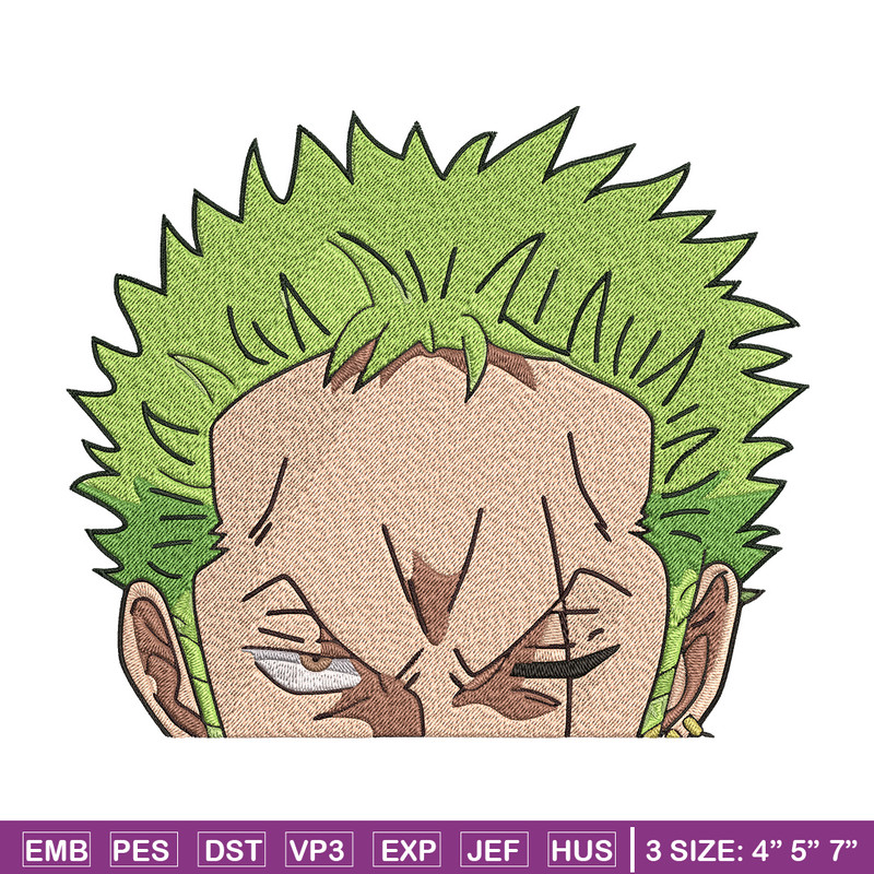 Zoro peeker Embroidery Design, One piece Embroidery, Embroidery File, Anime Embroidery,Anime shirt,Digital download.jpg