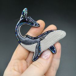 Blue whale brooch