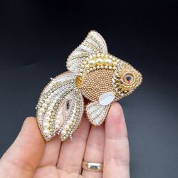 Beaded goldfish brooch
