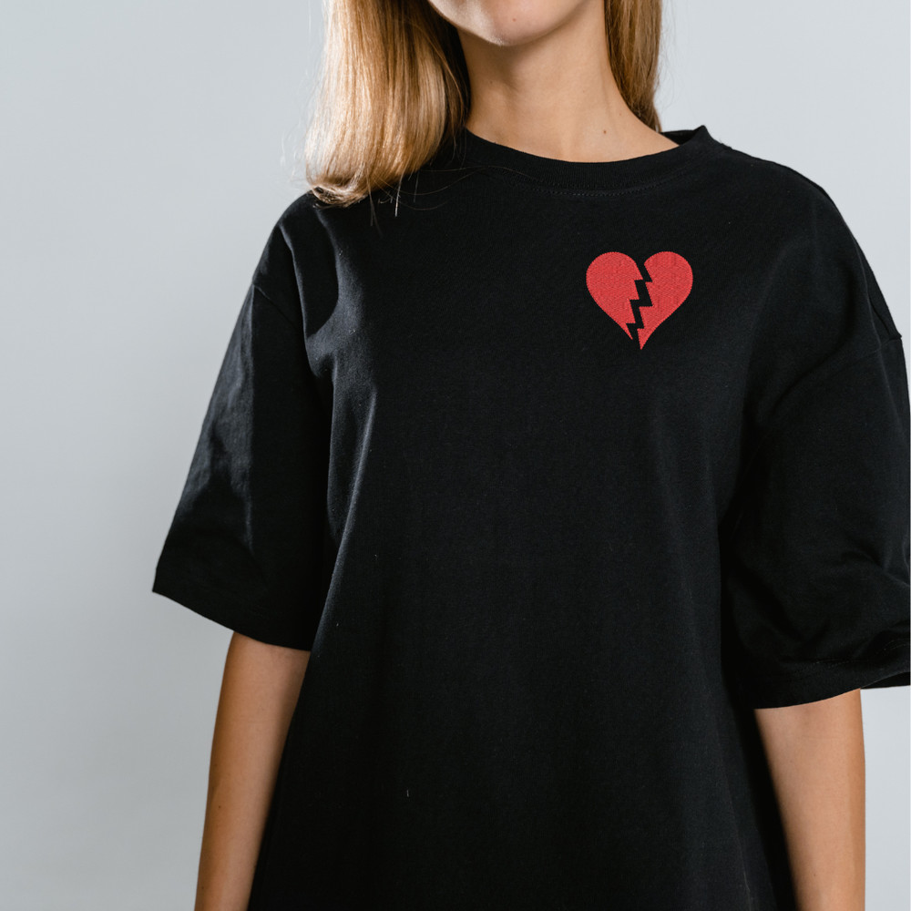 Broken Heart Embroidery Logo Design Instant Embroidery File For Custom Apparel 1