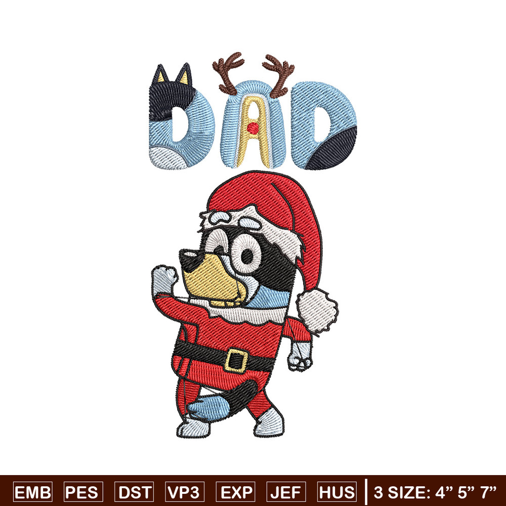 Bandit dad Embroidery Design, Bluey Embroidery, Embroidery File, Chrismas Embroidery, Anime shirt, Digital download.jpg
