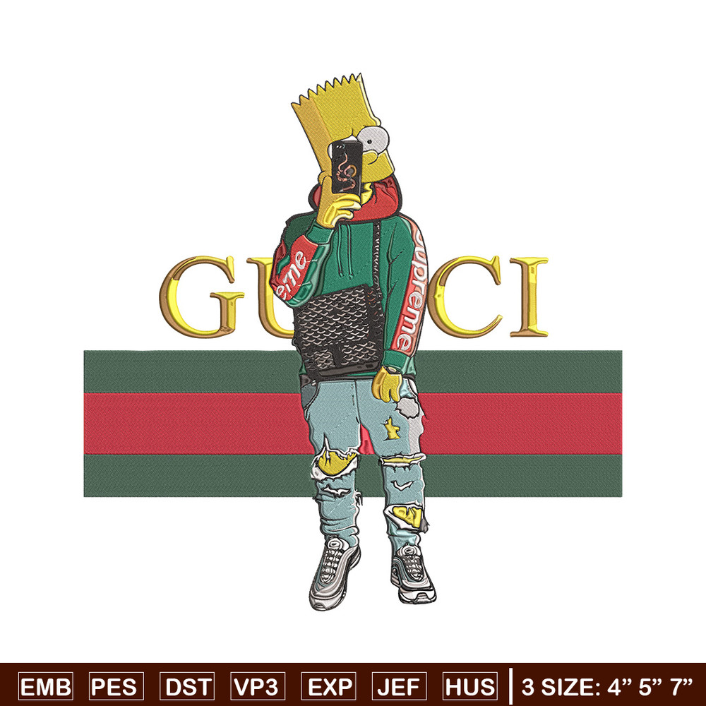 Bart Simpson Embroidery Design, Simpson Embroidery, Embroidery File, Anime Embroidery, Gucci shirt, Digital download.jpg