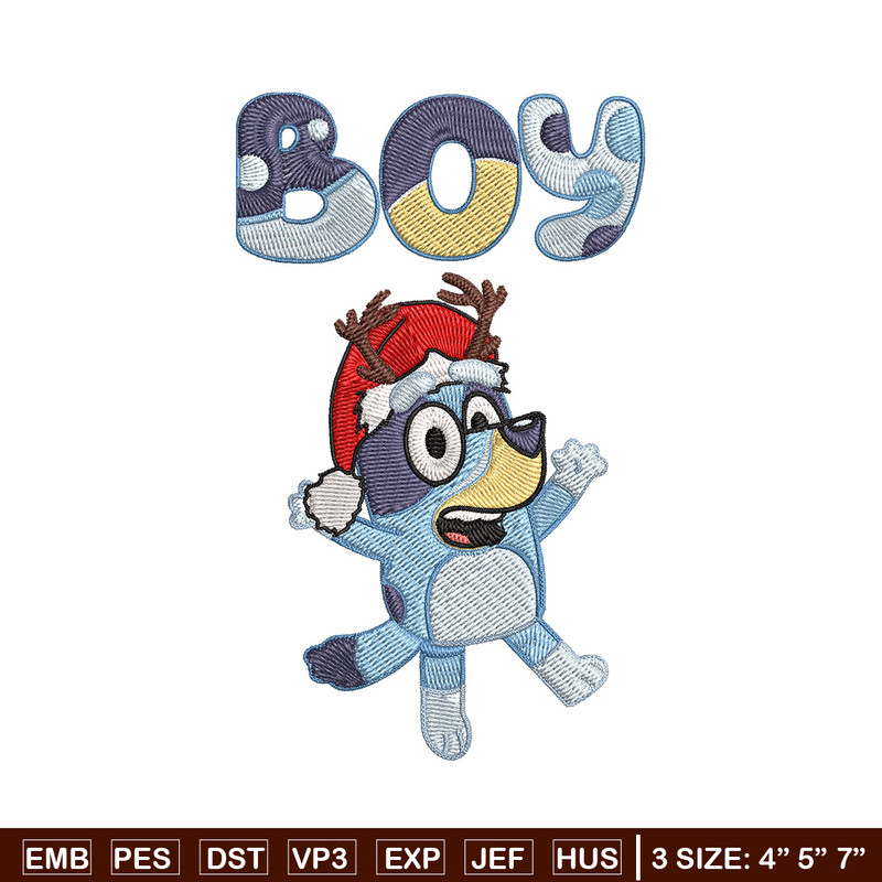 Bluey boy Embroidery Design, Bluey Embroidery, Embroidery File, Chrismas Embroidery, Anime shirt, Digital download.jpg