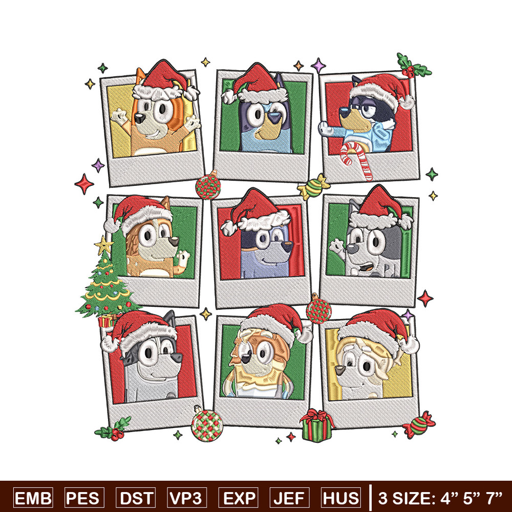 Bluey chrismas Embroidery Design, Bluey Embroidery, Embroidery File, Anime Embroidery, Anime shirt, Digital download.jpg
