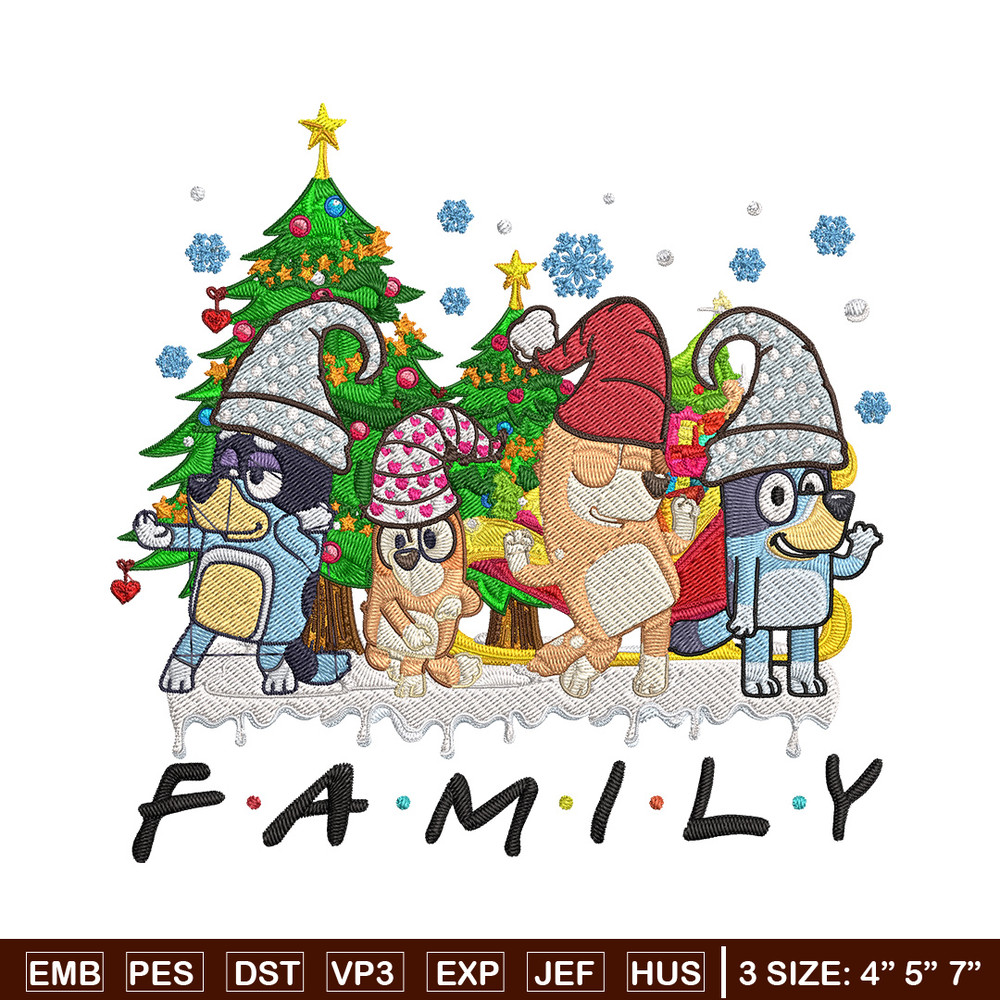 Bluey family Embroidery Design, Bluey Embroidery, Embroidery File, Chrismas Embroidery, Anime shirt, Digital download.jpg