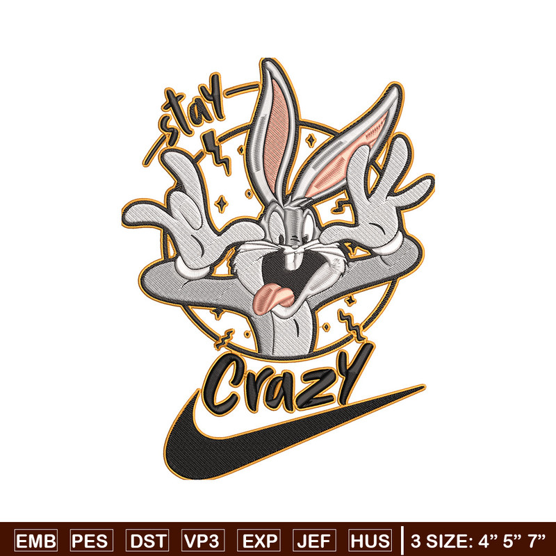 Bugs Bunny Embroidery Design, Looney Tunes Embroidery, Embroidery File, Nike Embroidery, Anime shirt, Digital download.jpg