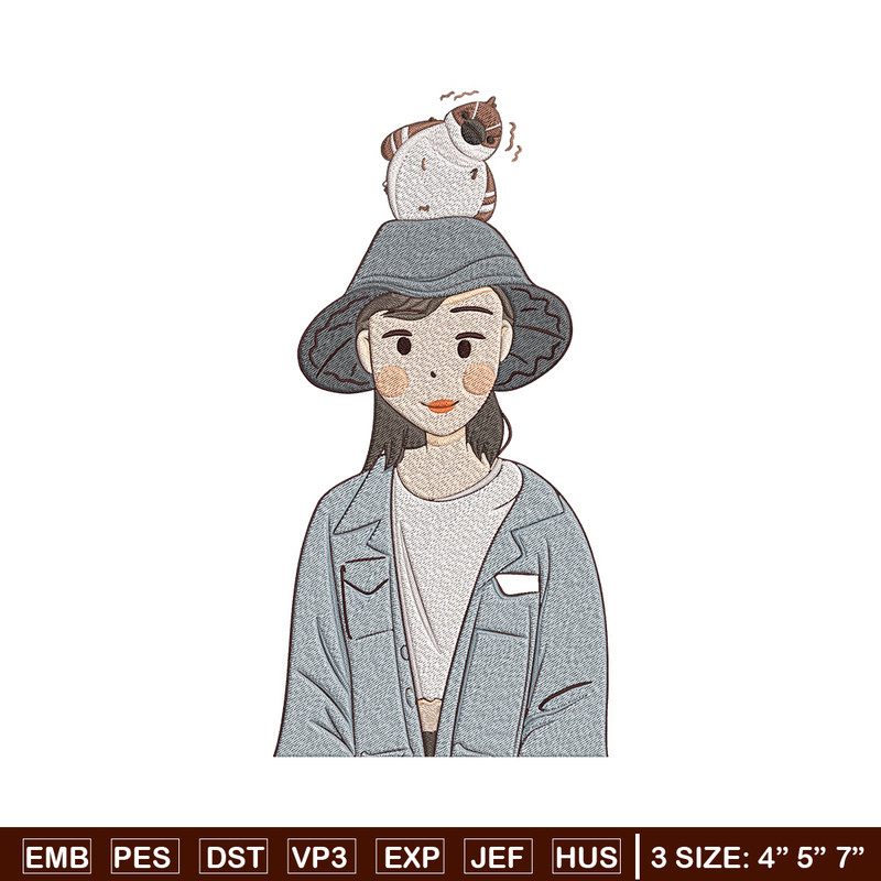 Cute girl Embroidery Design, Cartoon Embroidery, Embroidery File, Anime Embroidery, Anime shirt, Digital download.jpg