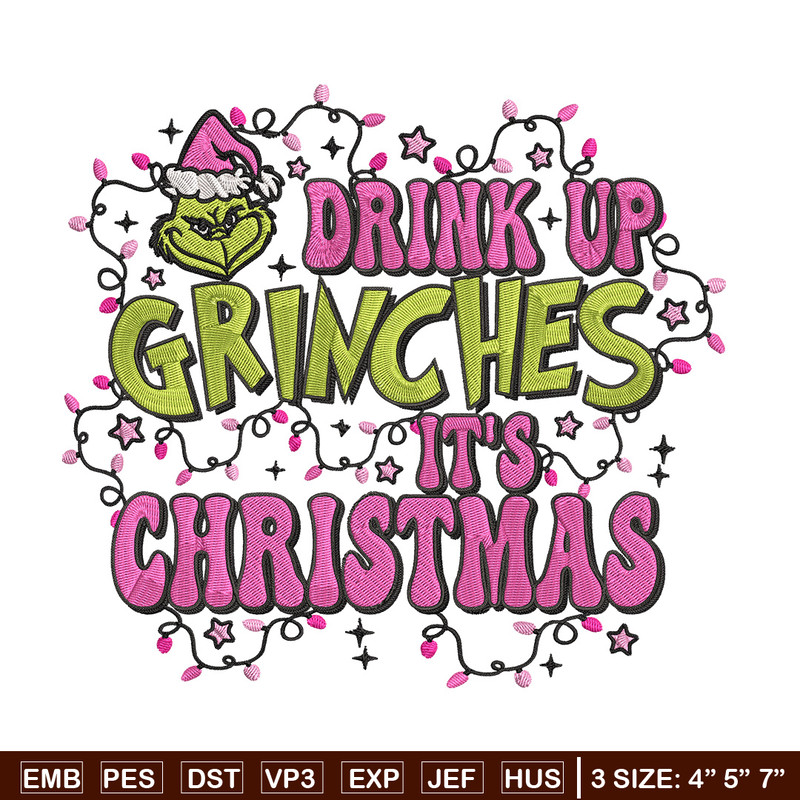 Drink up grinch Embroidery Design, Grinch Embroidery, Embroidery File, Chrismas Embroidery, Anime shirt,Digital download.jpg