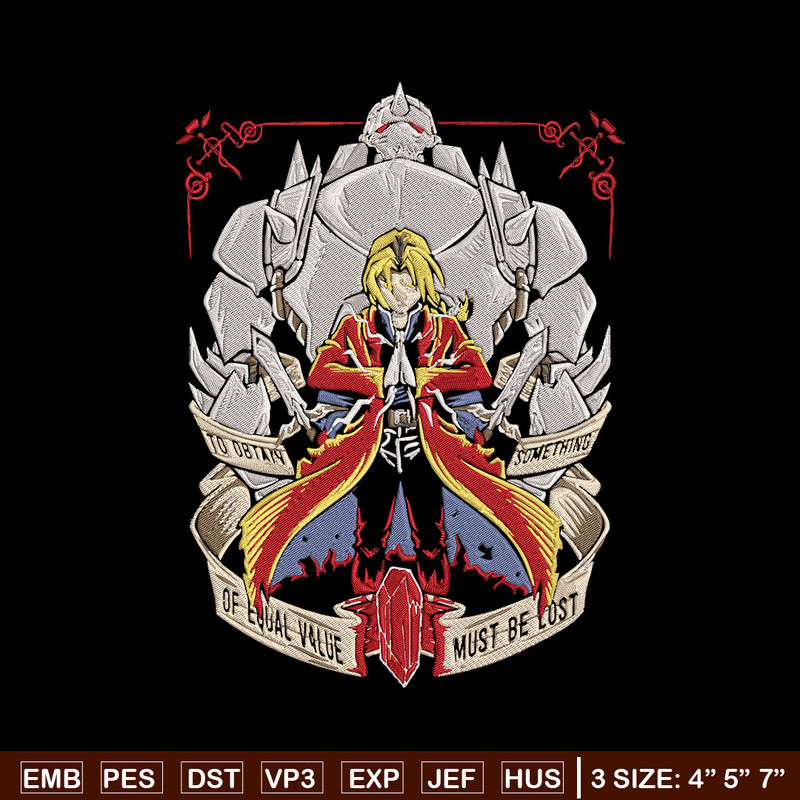 Edward Elric Embroidery Design, Fullmetal Embroidery,Embroidery File,Anime Embroidery, Anime shirt, Digital download.jpg