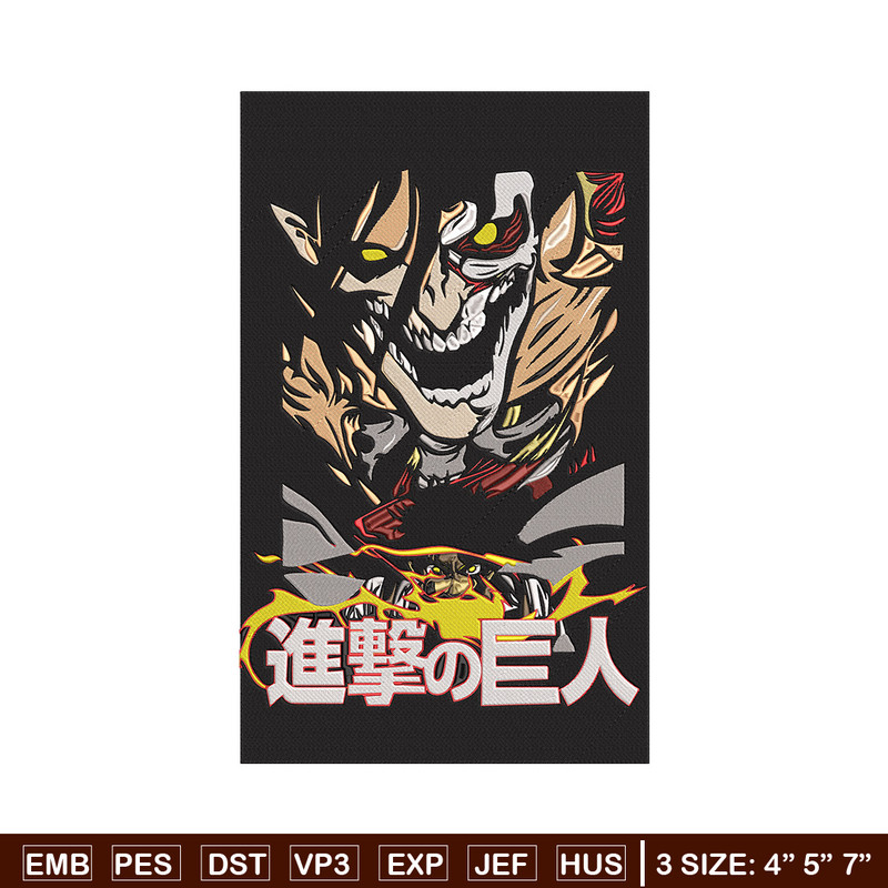 Eren poster Embroidery Design, Aot Embroidery, Embroidery File, Anime Embroidery, Anime shirt, Digital download..jpg