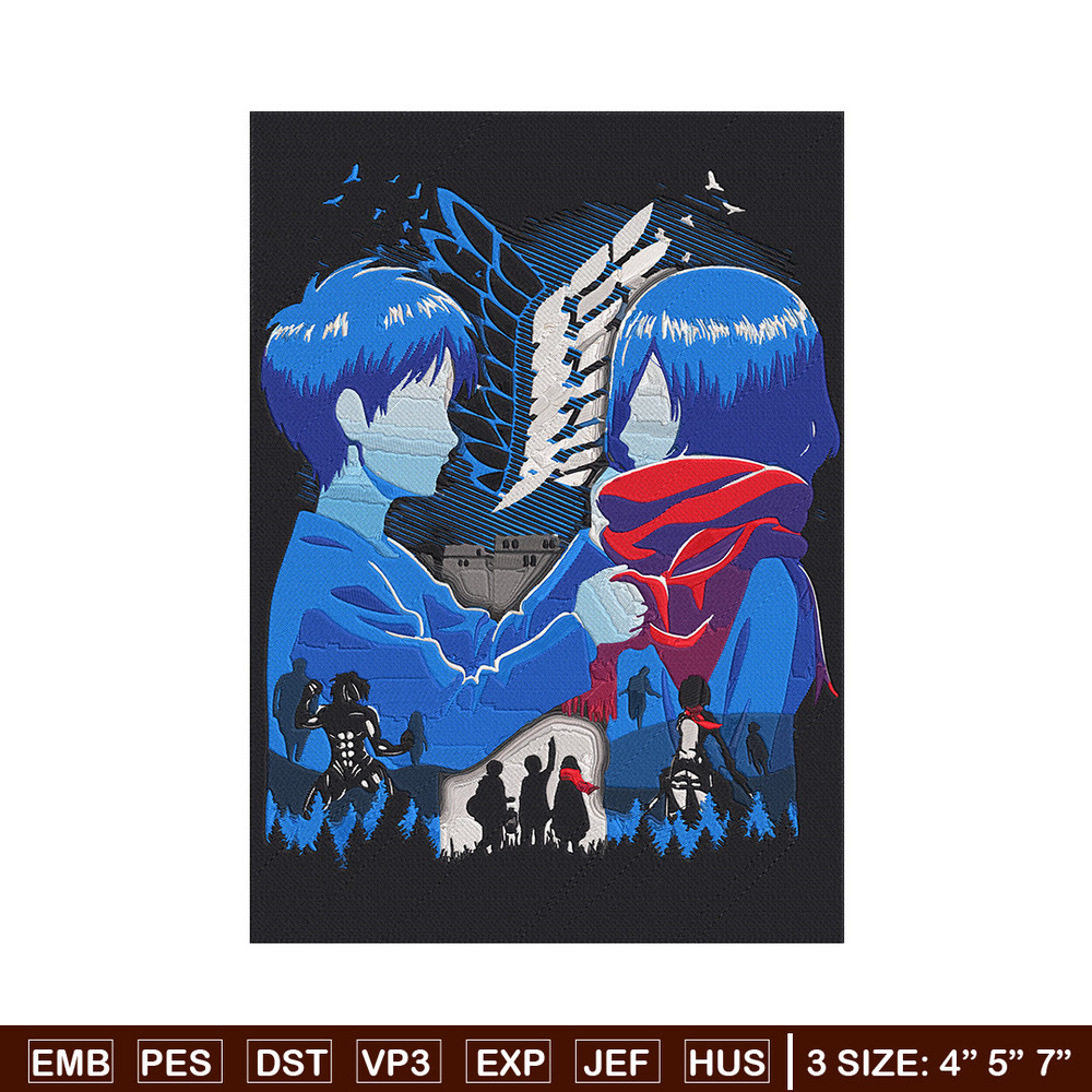 Eren x mikasa Embroidery Design, Aot Embroidery,Embroidery File, Anime Embroidery, Anime shirt, Digital download.jpg