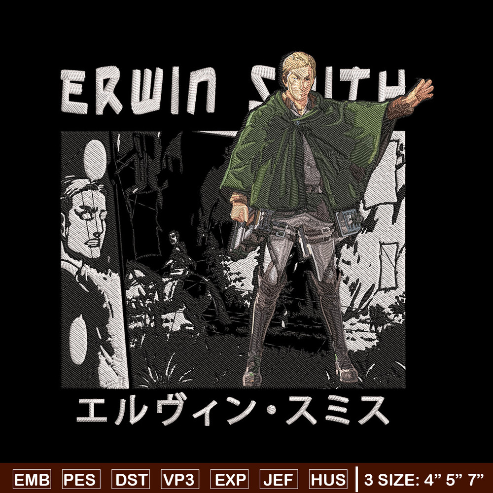 Erwin Smith Embroidery Design, Aot Embroidery, Embroidery File, Anime Embroidery, Anime shirt, Digital download.jpg