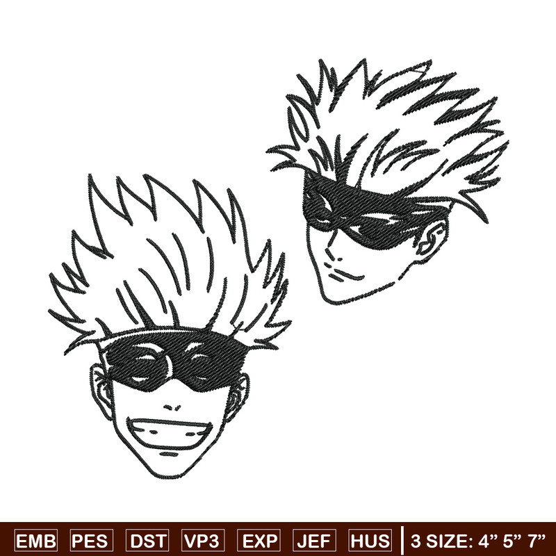 Gojo face Embroidery Design, Jujutsu Embroidery, Embroidery File, Anime Embroidery, Anime shirt, Digital download.jpg