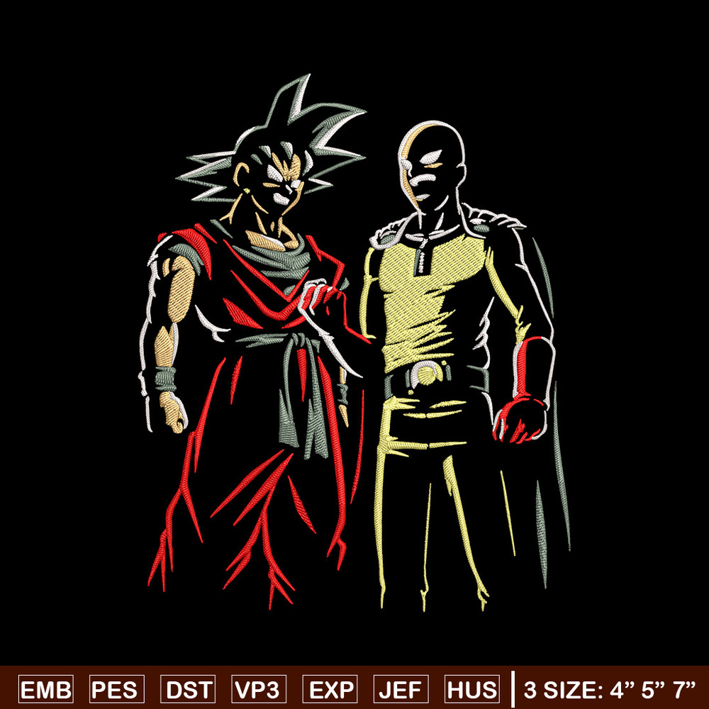 Goku x Saitama Embroidery Design, Dragonball Embroidery,Embroidery File, Anime Embroidery, Anime shirt, Digital download.jpg