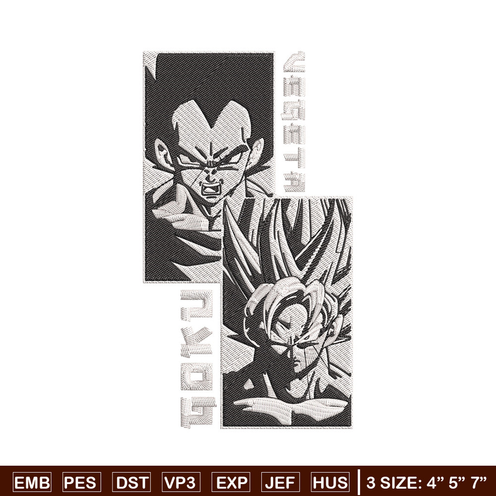 Goku x Vegeta Embroidery Design, Dragonball Embroidery, Embroidery File, Anime Embroidery, Anime shirt, Digital download.jpg