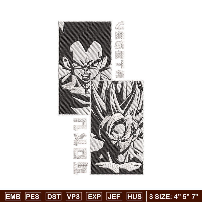 Goku x Vegeta Embroidery Design, Dragonball Embroidery, Embroidery File, Anime Embroidery, Anime shirt, Digital download.jpg