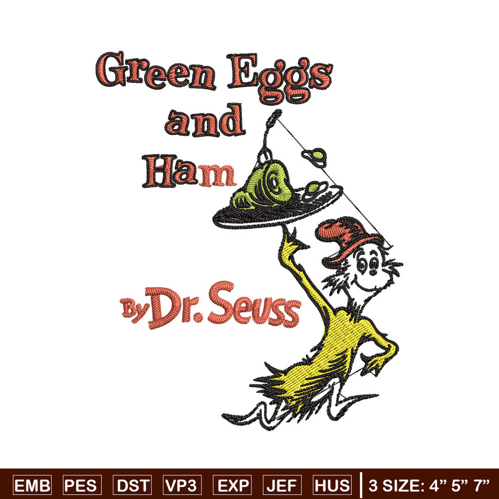 Green eggs and ham buy Dr. Seuss Embroidery Design, Dr Seuss Embroidery, Embroidery File, Digital download..jpg