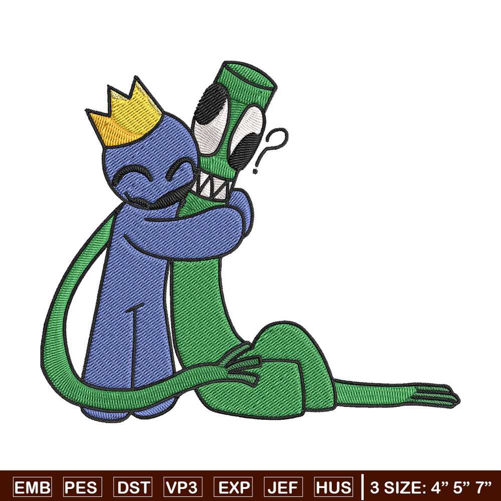 Green x blue Rainbow Embroidery Design, Rainbow Friends Embroidery, Embroidery File, Anime Embroidery, Digital download.jpg