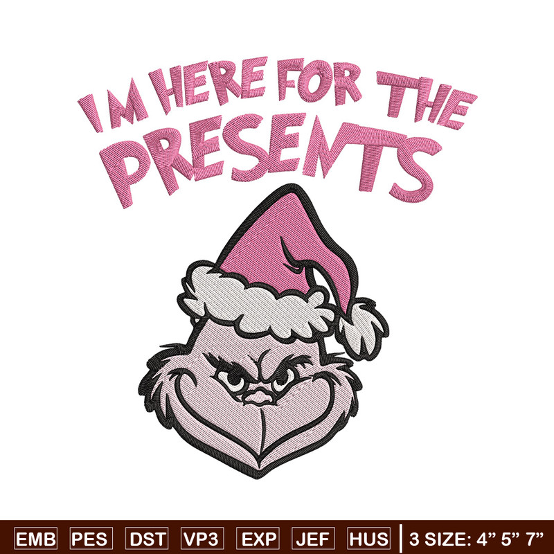Grinch Im here Embroidery Design, Grinch Embroidery, Embroidery File, Chrismas Embroidery, Anime shirt, Digital download.jpg