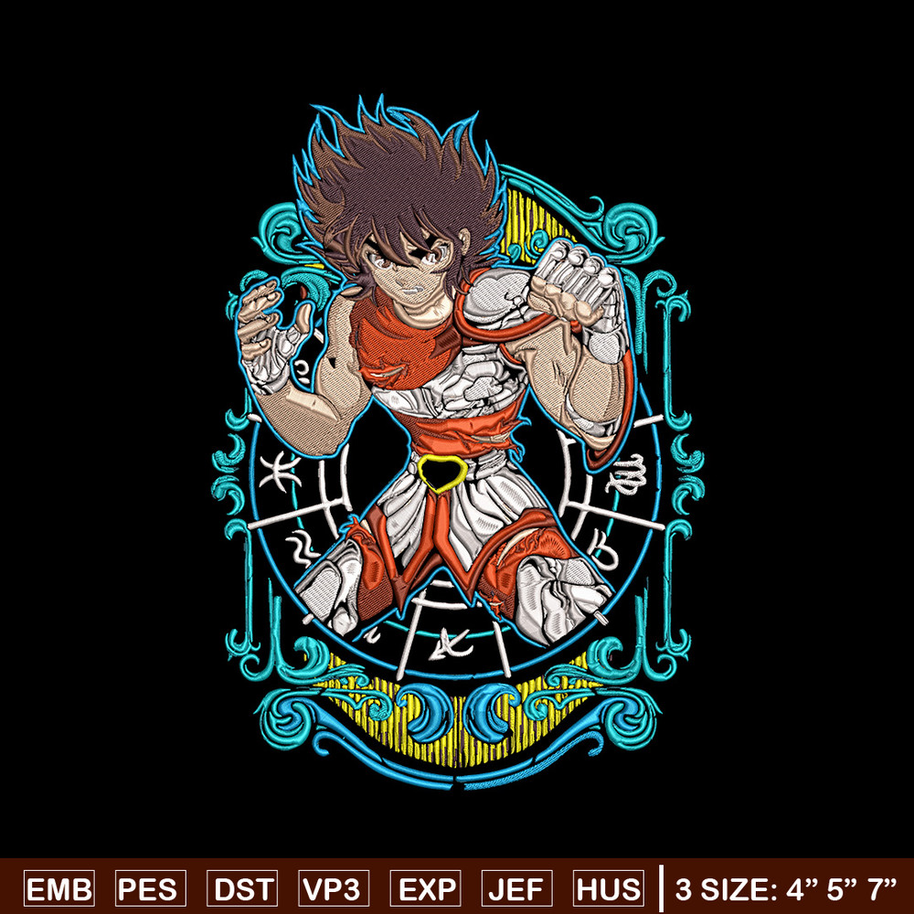 Pegasus Seiya Embroidery Design, Saint Seiya Embroidery, Embroidery File, Anime Embroidery, Anime shirt,Digital download.jpg