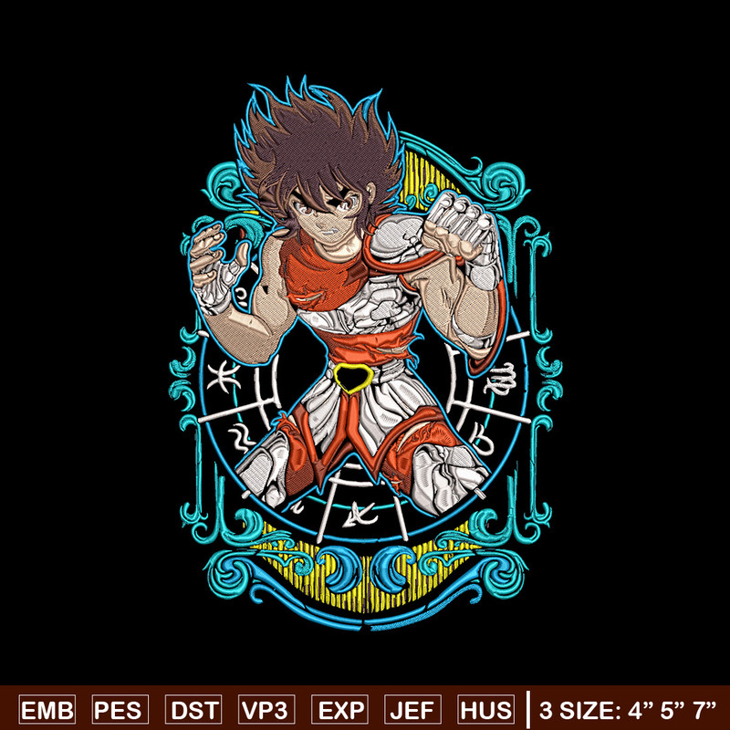 Pegasus Seiya Embroidery Design, Saint Seiya Embroidery, Embroidery File, Anime Embroidery, Anime shirt,Digital download.jpg