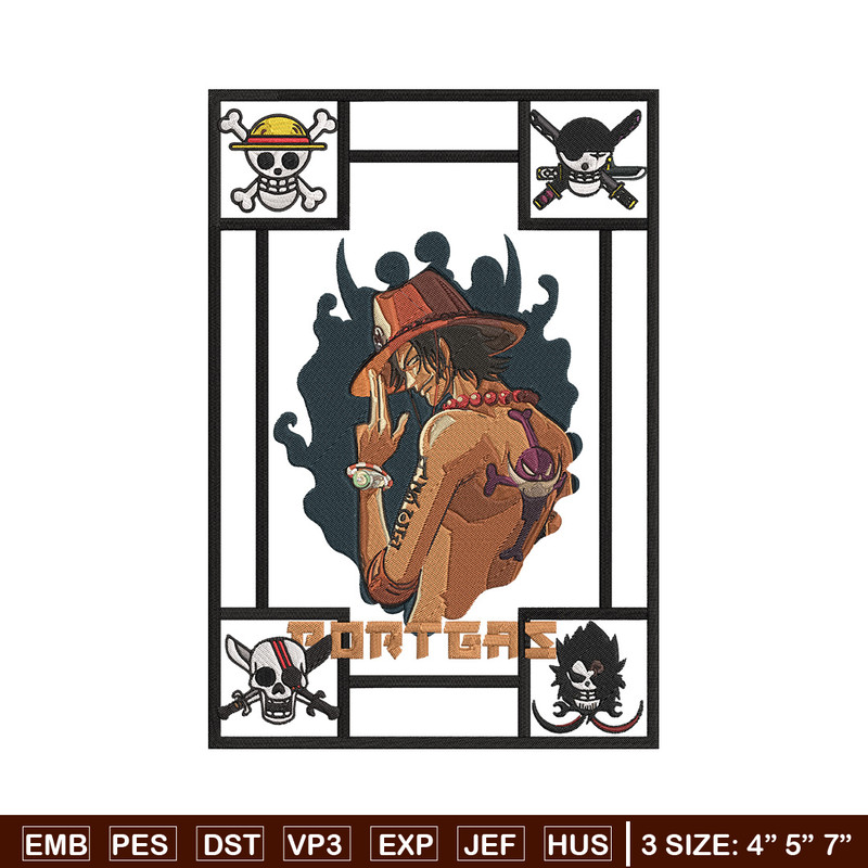 Portgas D Ace Embroidery Design, One piece Embroidery, Embroidery File, Anime Embroidery, Anime shirt, Digital download.jpg