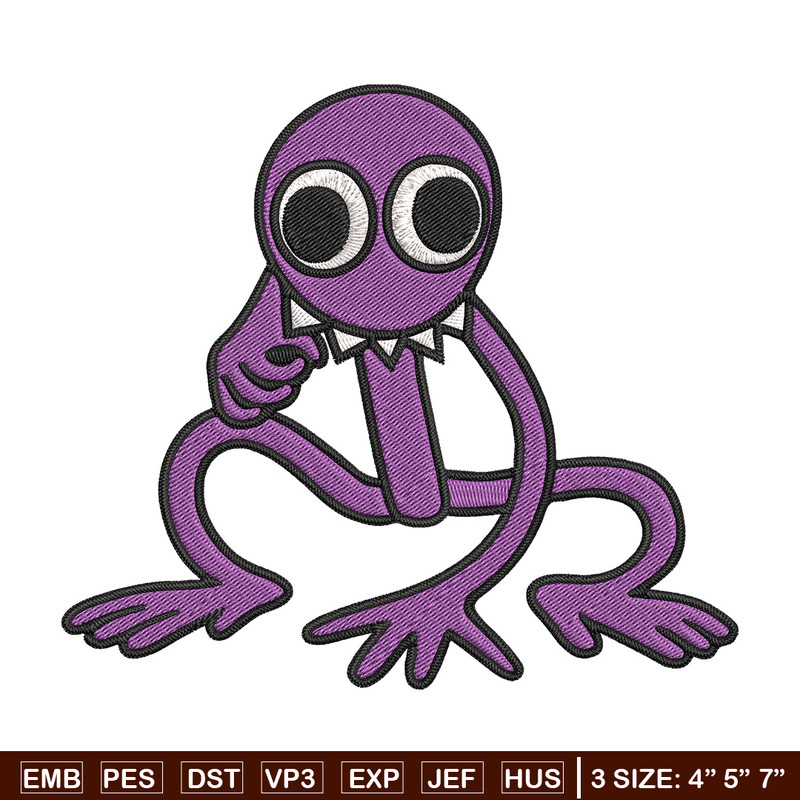 Purple Rainbow Embroidery Design, Rainbow Friends Embroidery, Embroidery File, Anime Embroidery, Digital download.jpg