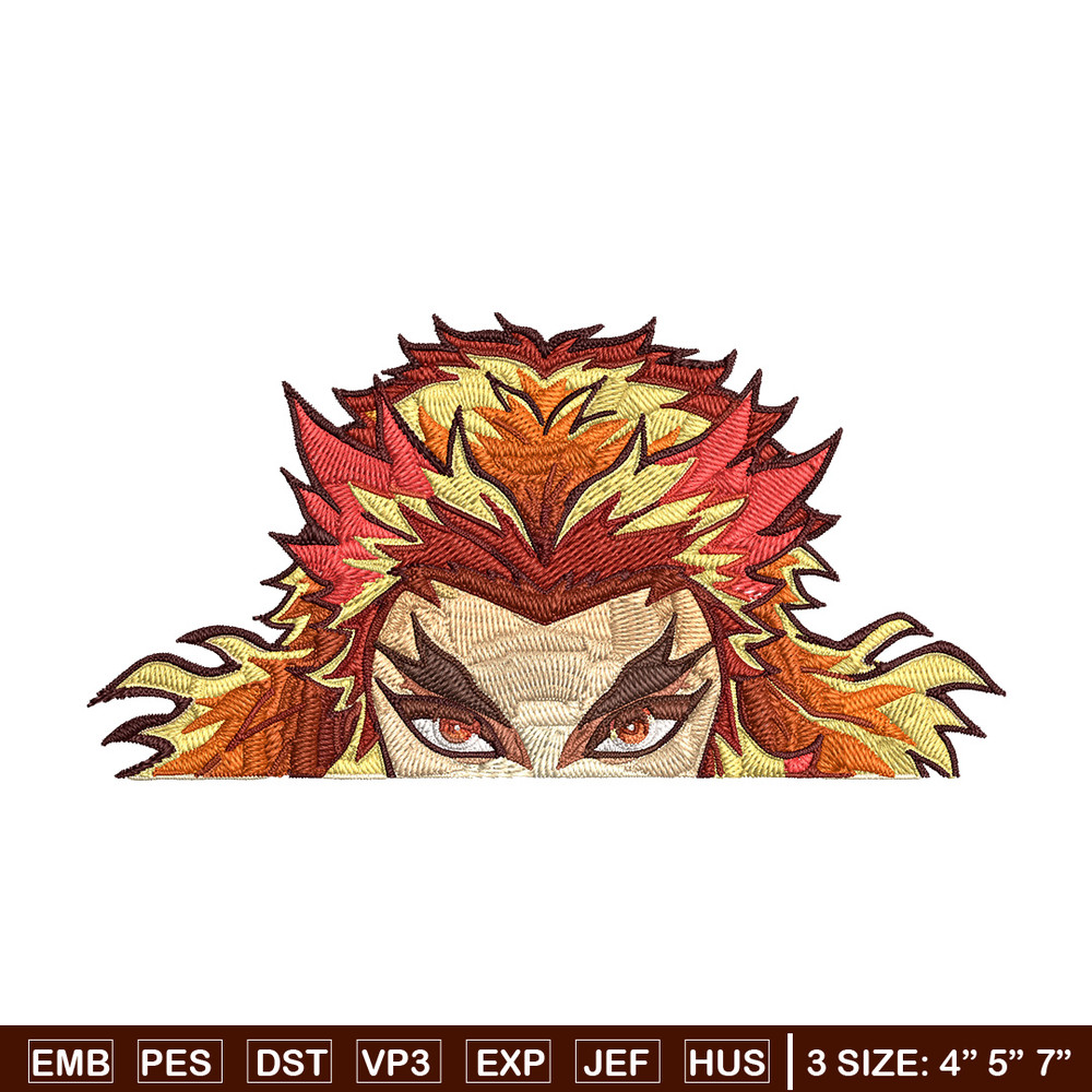 Rengoku Peeker Embroidery Design, Demon slayer Embroidery, Embroidery File, Anime Embroidery, Digital download.jpg