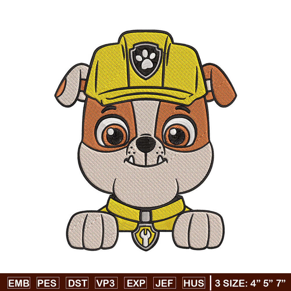 Rubble dog Embroidery Design, Paw patrol Embroidery, Embroidery File, Anime Embroidery, Anime shirt, Digital download..jpg
