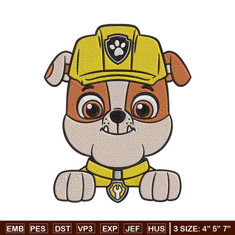 Rubble dog Embroidery Design, Paw patrol Embroidery, Embroidery File, Anime Embroidery, Anime shirt, Digital download..jpg