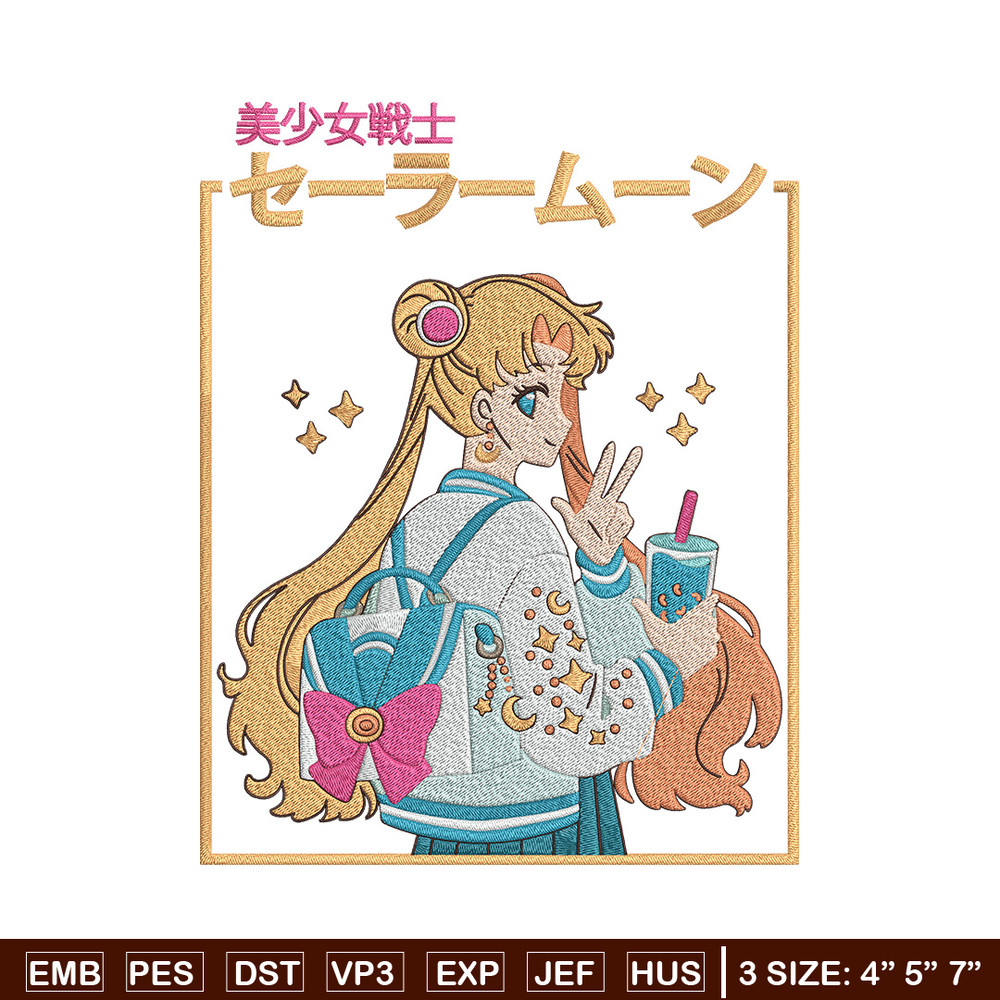 Sailor Moon Embroidery Design, Sailor Moon Embroidery, Embroidery File, Anime Embroidery, Anime shirt, Digital download.jpg