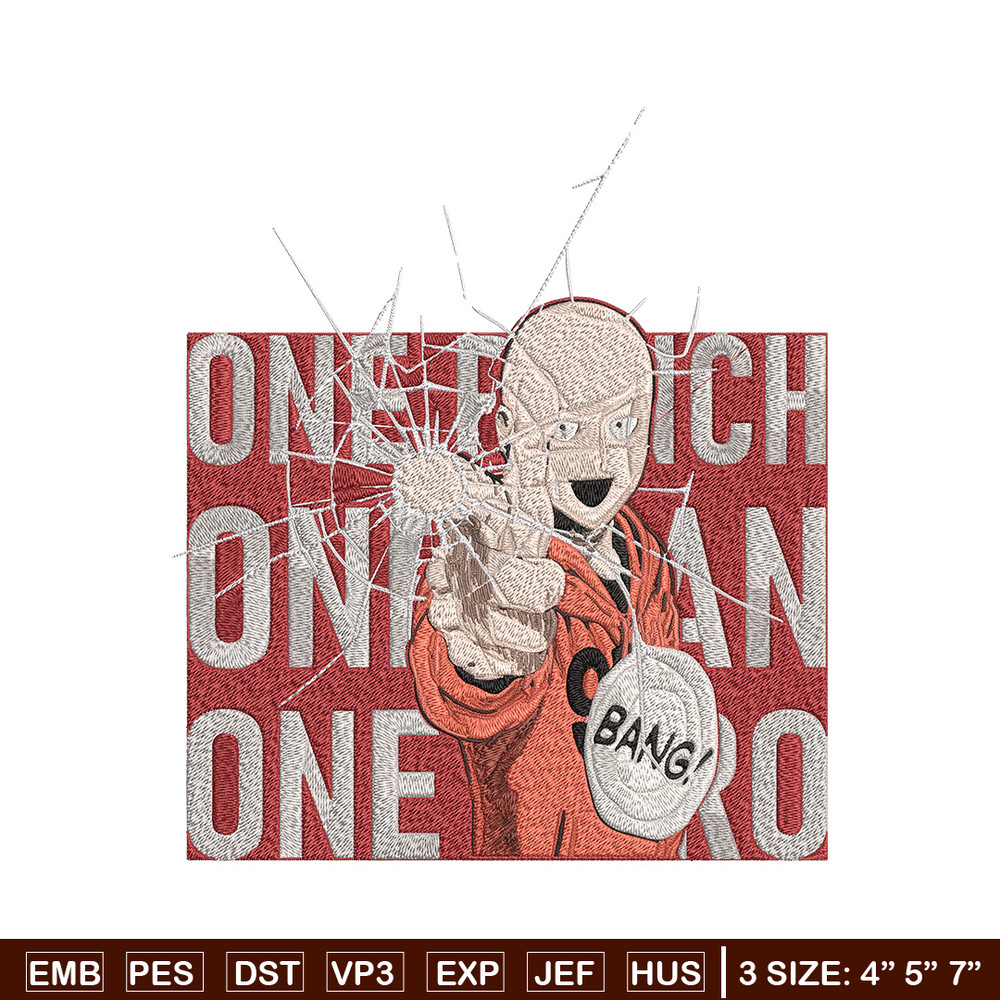 Saitama design Embroidery Design, One punch man Embroidery, Embroidery File, Anime Embroidery, Anime shirt.jpg