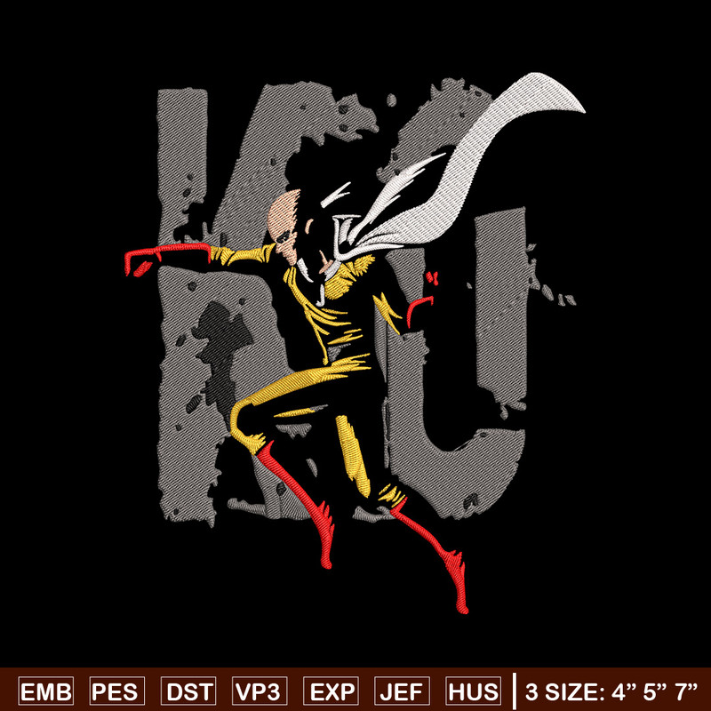 Saitama KO Embroidery Design, One punch man Embroidery,Embroidery File, Anime Embroidery, Anime shirt, Digital download.jpg