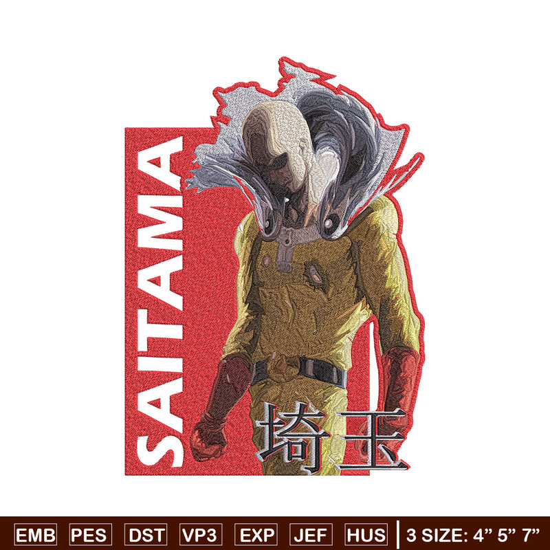 Saitama poster Embroidery Design, One punch man Embroidery, Embroidery File, Anime Embroidery, Anime shirt..jpg
