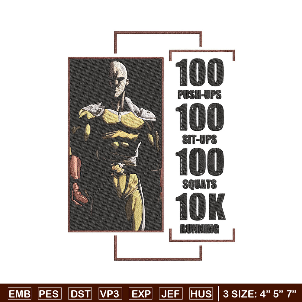 Saitama poster Embroidery Design, One punch man Embroidery,Embroidery File,Anime Embroidery,Anime shirt,Digital download.jpg