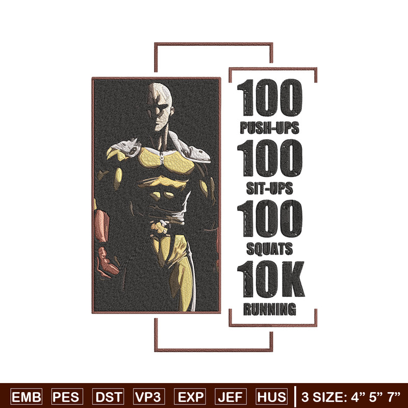 Saitama poster Embroidery Design, One punch man Embroidery,Embroidery File,Anime Embroidery,Anime shirt,Digital download.jpg