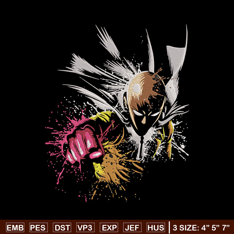 Saitama punch Embroidery Design, One punch man Embroidery,Embroidery File, Anime Embroidery,Anime shirt,Digital download.jpg