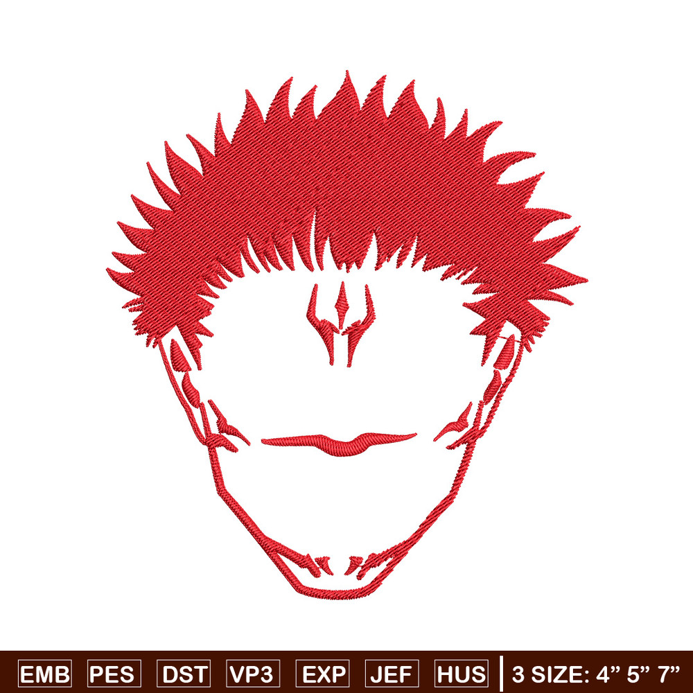 Sukuna face Embroidery Design, Jujutsu Embroidery, Embroidery File, Anime Embroidery, Anime shirt, Digital download..jpg