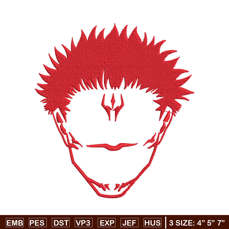 Sukuna face Embroidery Design, Jujutsu Embroidery, Embroidery File, Anime Embroidery, Anime shirt, Digital download..jpg