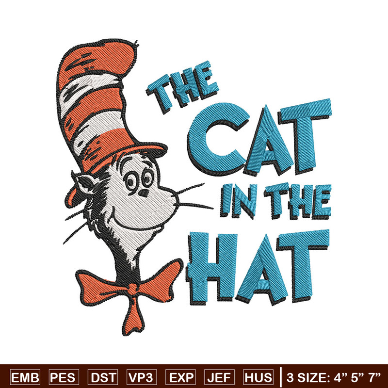 The Cat in the Hat Embroidery Design, Dr Seuss Embroidery, Embroidery File, Embroidery design, Digital download.jpg